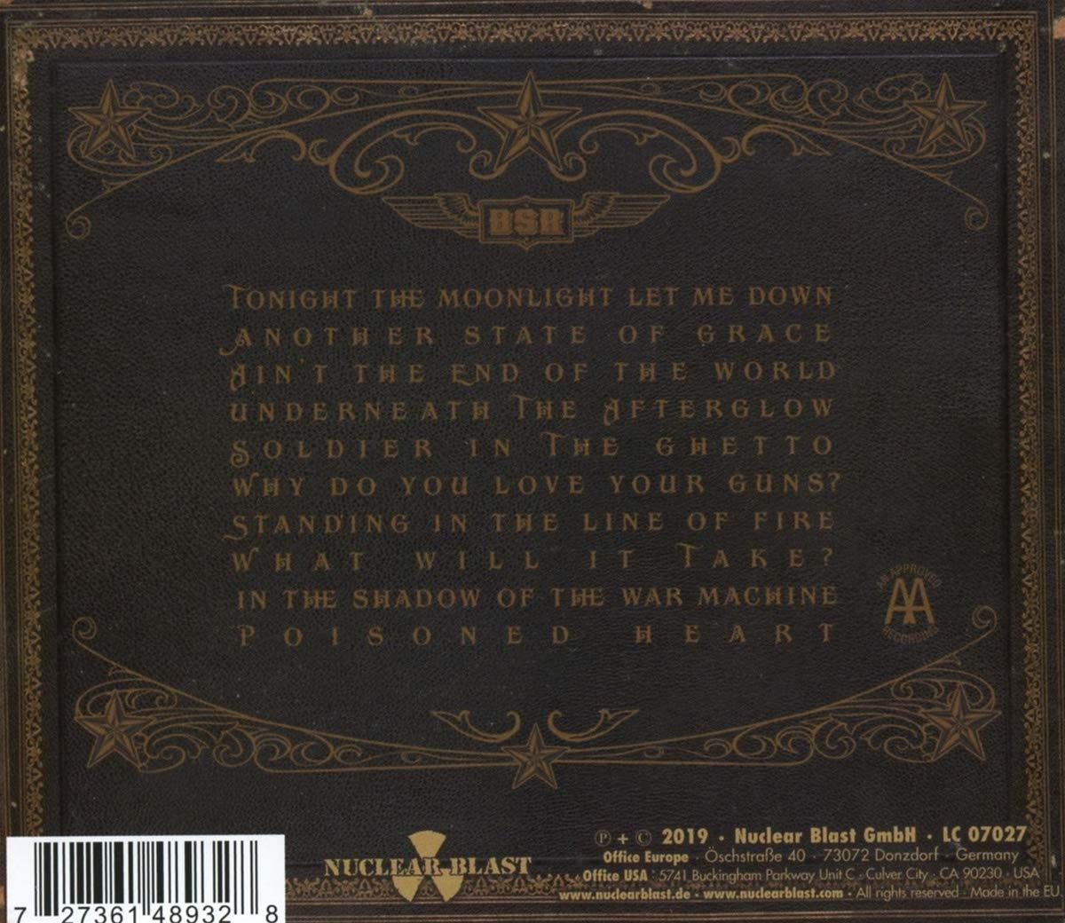 Rückseite einer CD. Listet Songs und Credits mit dunklem Hintergrund auf.