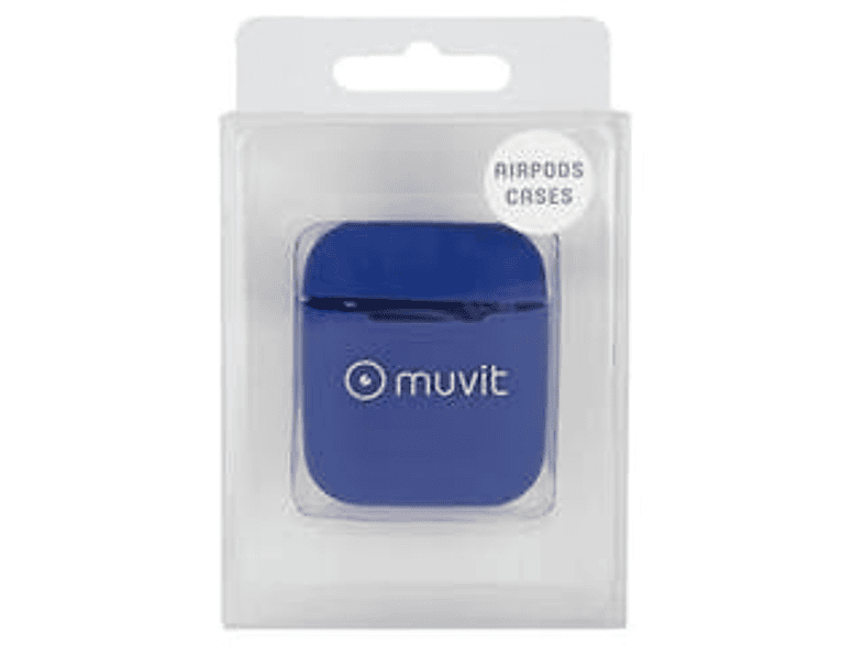 Funda Airpods Muvit apple silicona colgante cuello azul fundaappairpodsblcolgantemugoo0047