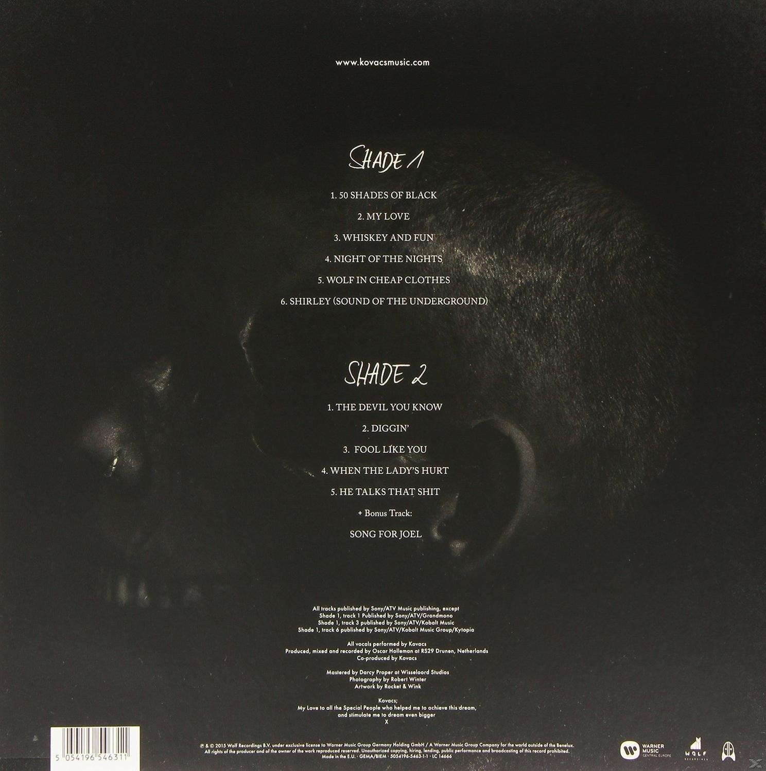 Album hátlap a Shade 1 & 2 számlistájával, előadói infóval és vonalkóddal.