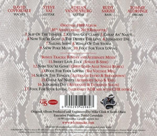 Whitesnake - Slip Of The Tongue - 30th Anniversary - Remastered (CD)
