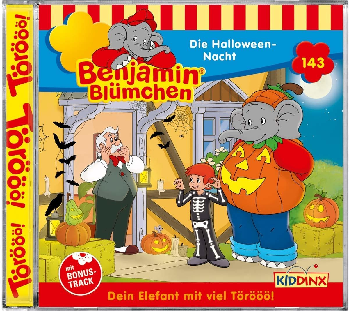 Albumcover: Cartoon mit einem Elefanten im Kürbis. Text: Benjamin Blümchen.