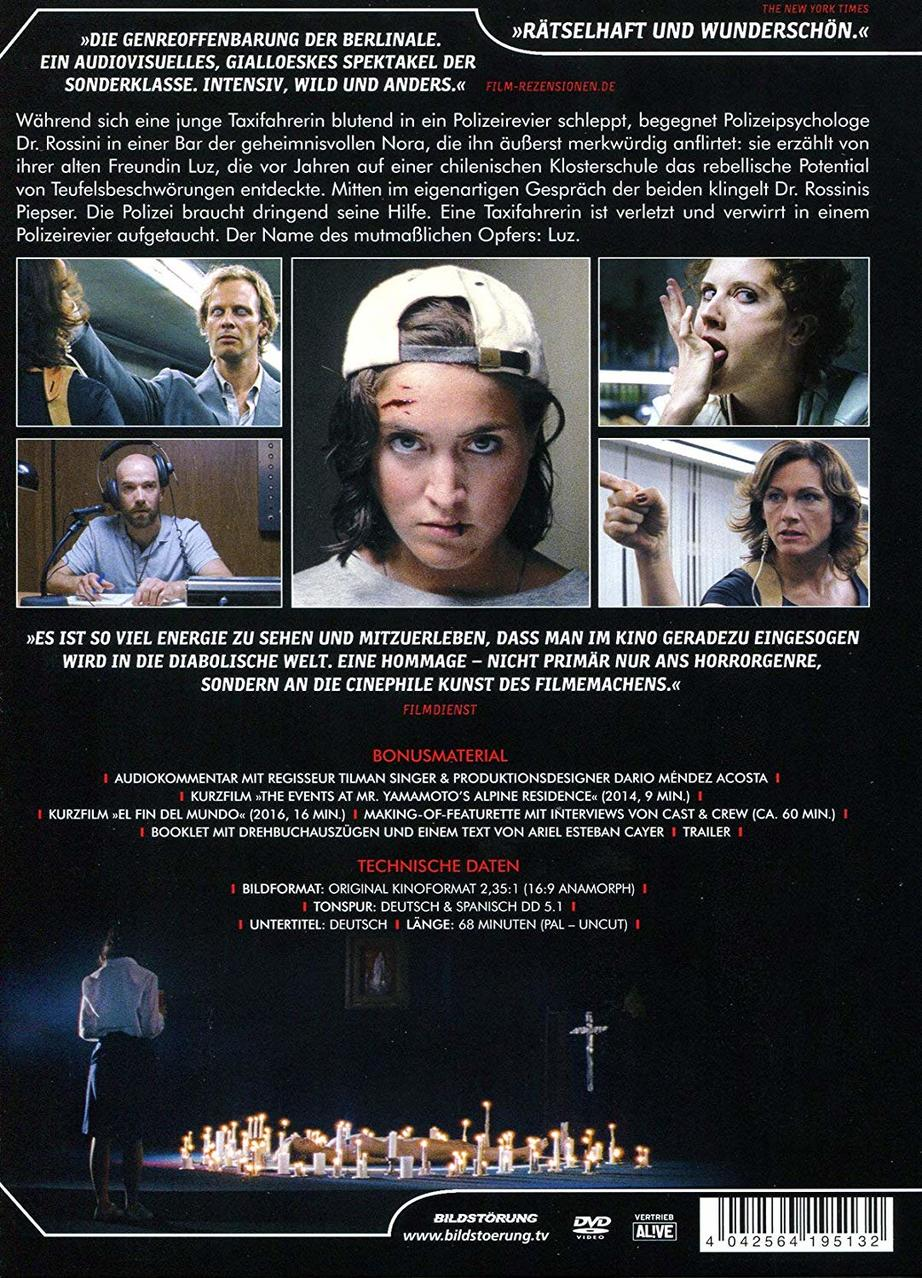 DVD-Hülle. Film Luz. Eine Frau mit Baseballkappe. Andere Leute im Bild. Text auf der Rückseite der DVD.