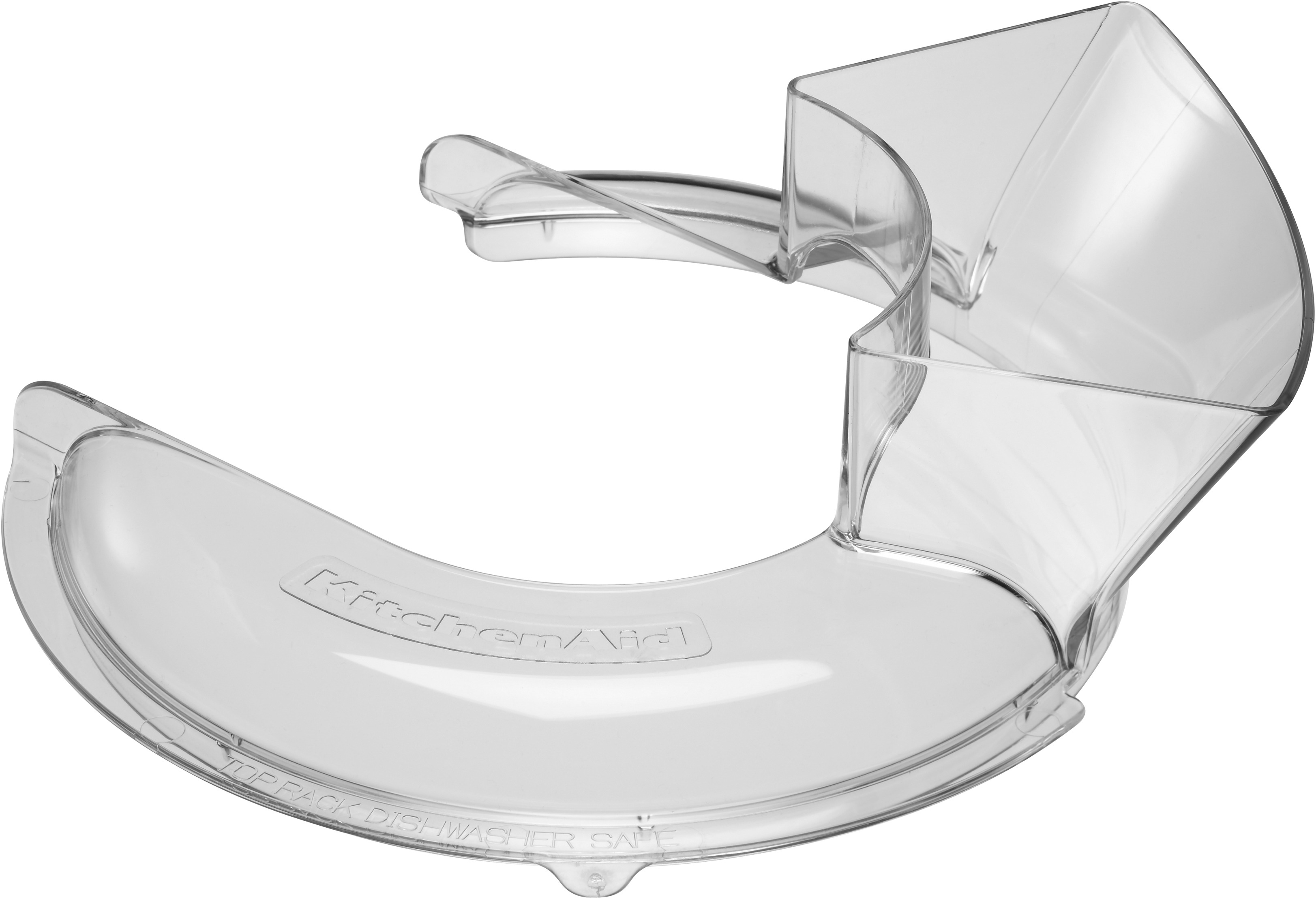 Klarer Kunststoff-KitchenAid-Zerkleinerer-Teil mit sichtbarem Markennamen.