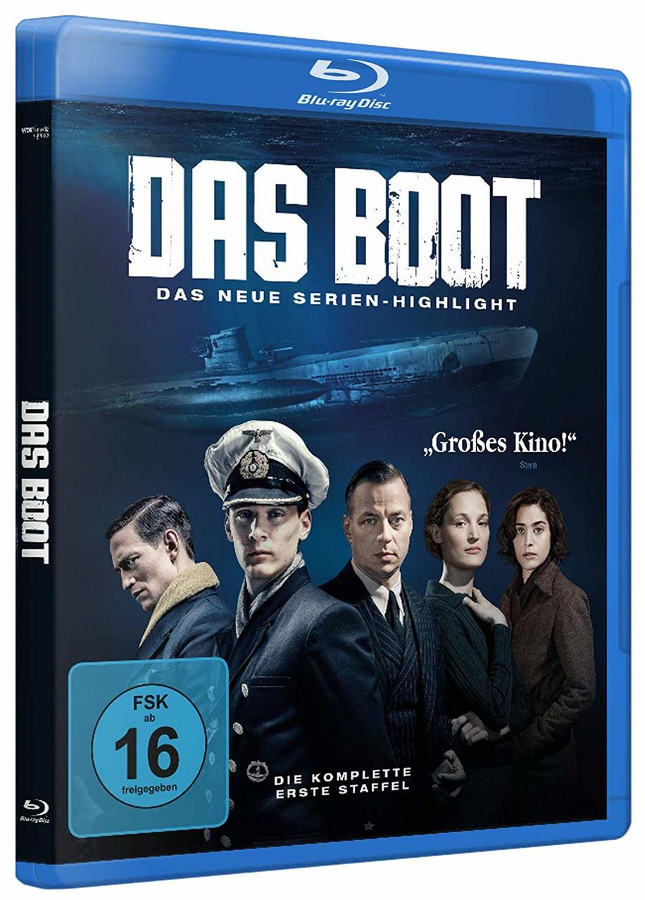 Blu-ray-Disc-Cover von Das Boot mit Schauspielern und einem U-Boot-Bild.