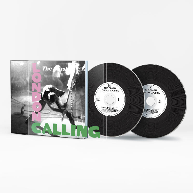 The Clash London Calling album borító és két CD fehér alapon.