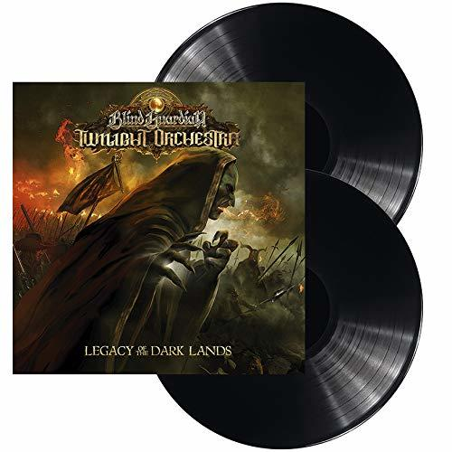 Album borító. Blind Guardian, Legacy of the Dark Lands. Fekete bakelit lemezek. Borító kép köpenyes figurával.