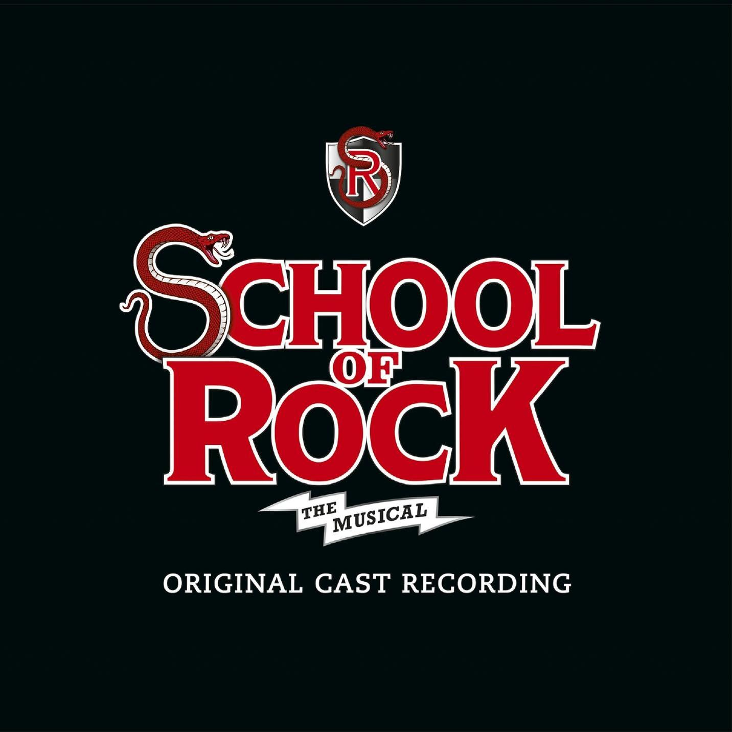 A School of Rock: The Musical album borítója, a címmel piros színnel fekete háttéren.