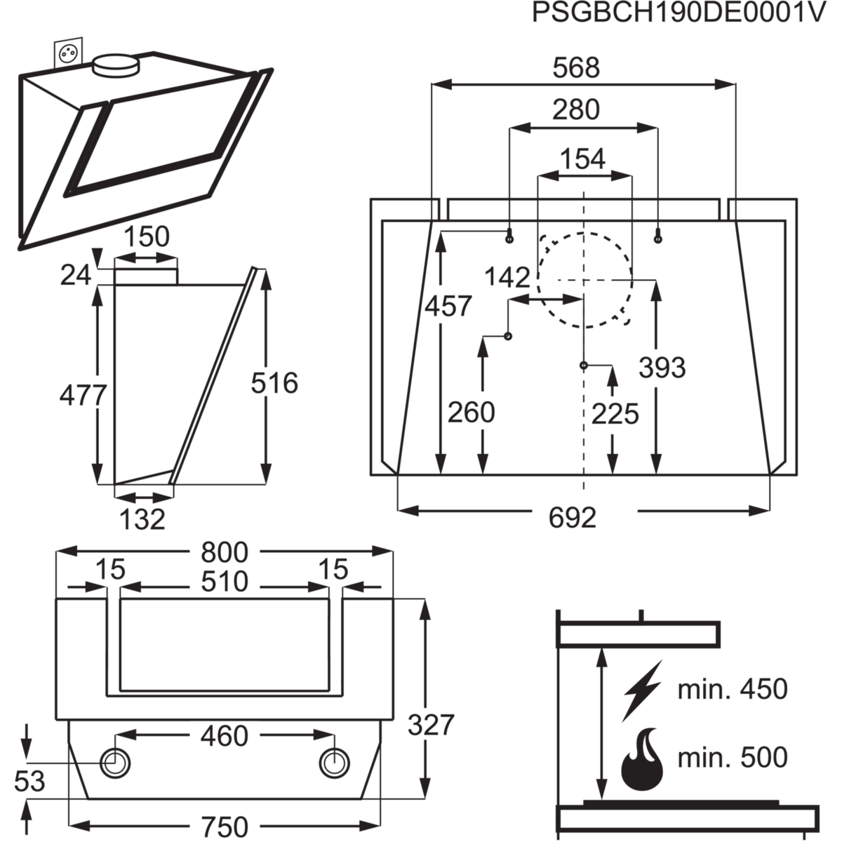AEG DVE5960HW, Dunstabzugshaube (898 mm breit, 327 mm tief)
