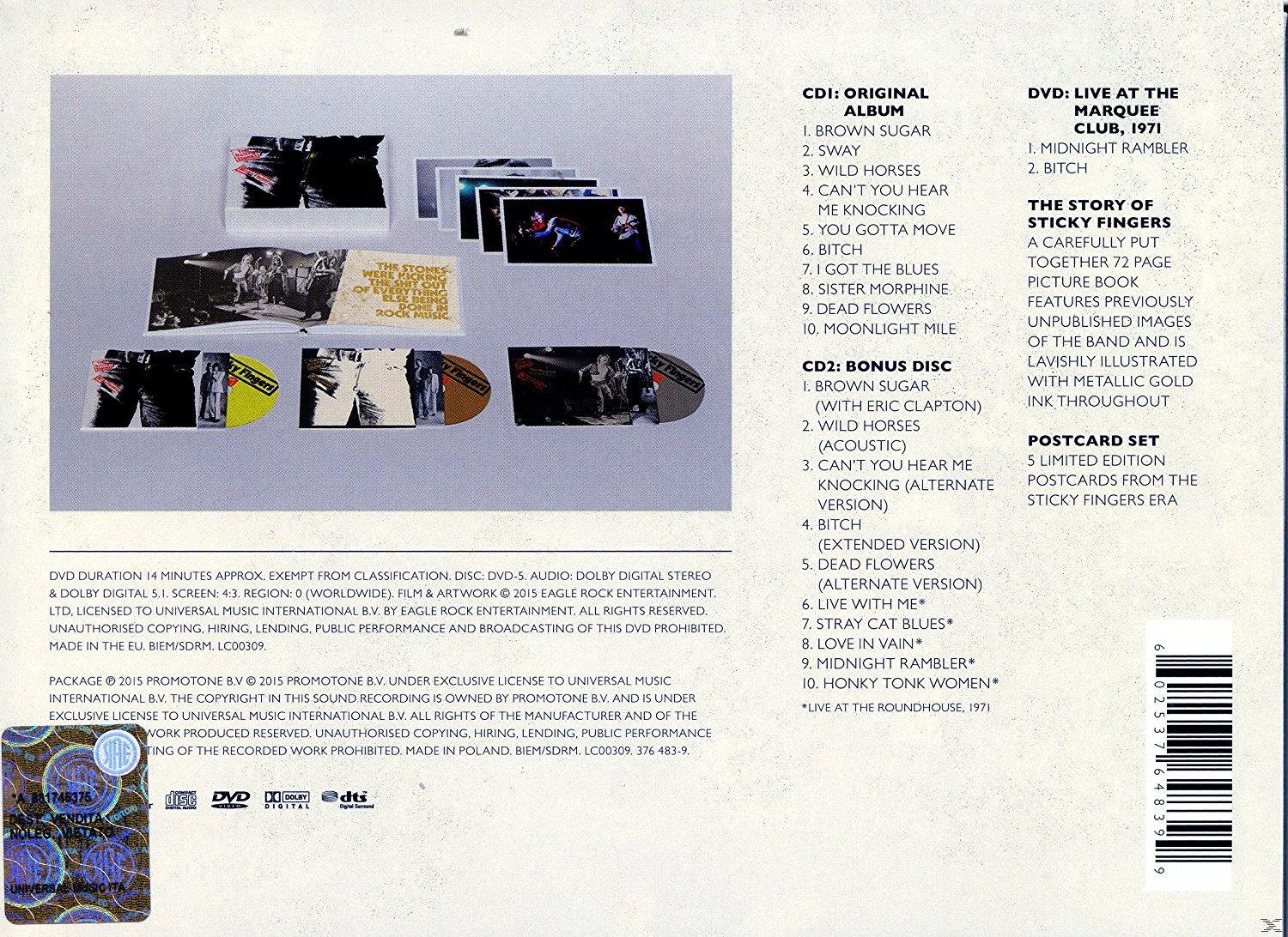 Rückseite des Rolling Stones Album-Sets. Enthält Details, Trackliste und ein Postkartenset.