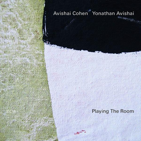Album borító: Absztrakt művészet fehér, fekete és zöld színekkel. Szöveg: Avishai Cohen, Yonathan Avishai, Playing The Room.