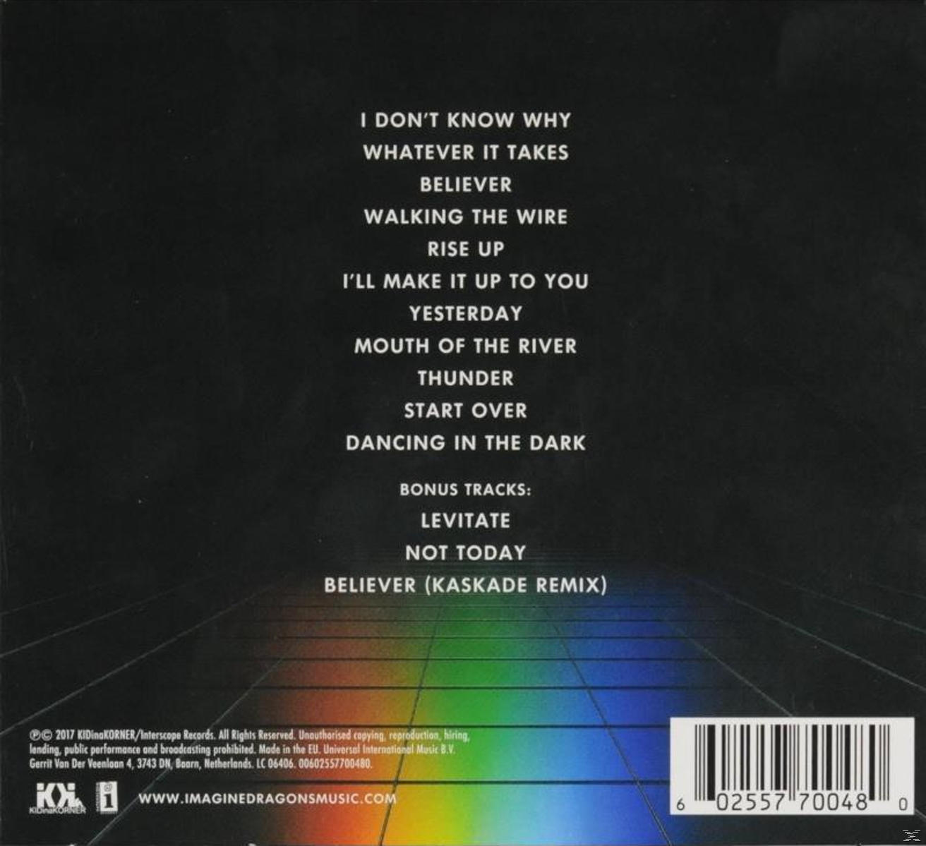 Dos d'un album avec une liste des pistes. Le fond est un arc-en-ciel.