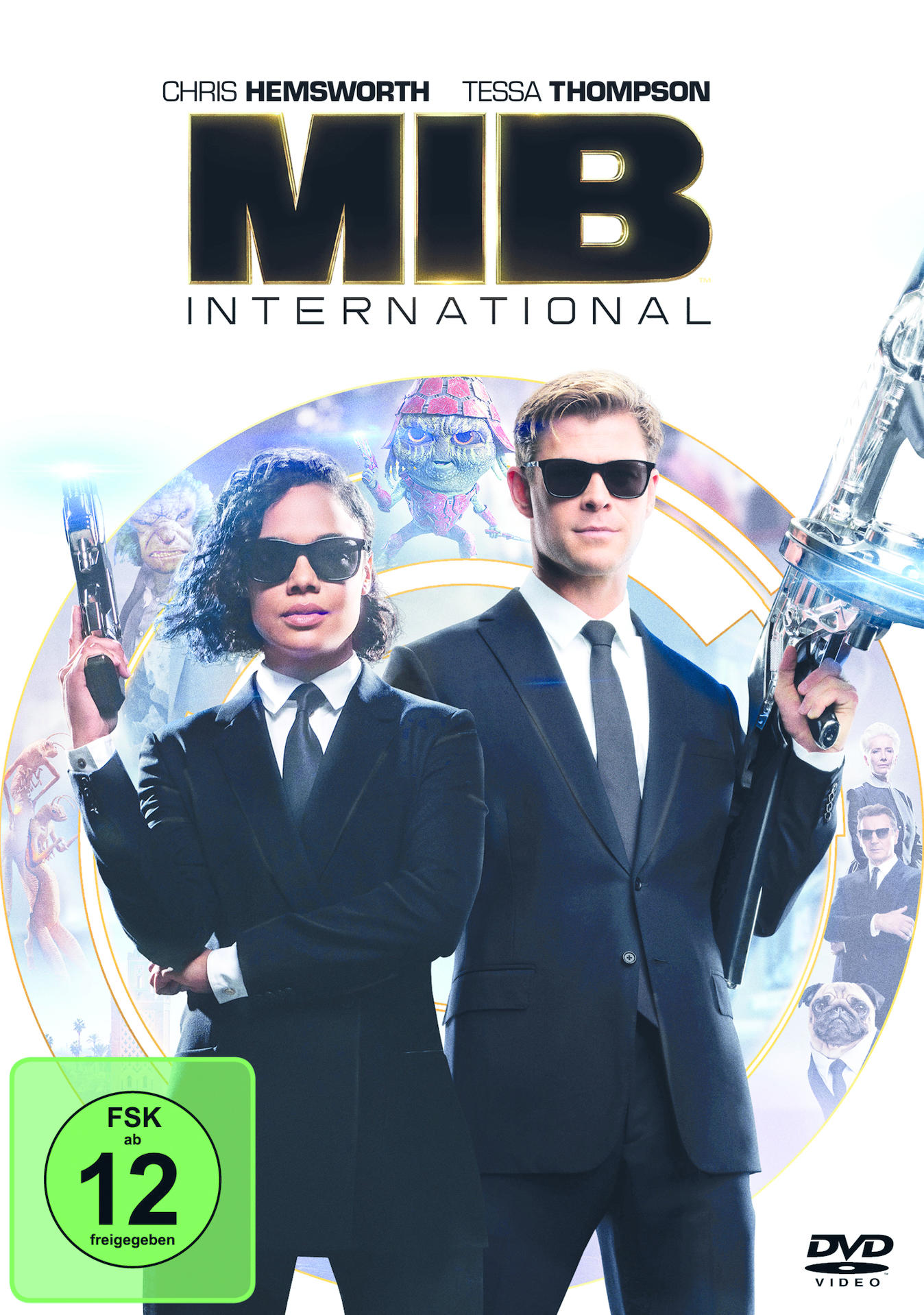 Filmcover mit Chris Hemsworth und Tessa Thompson. Der Titel lautet MIB International.