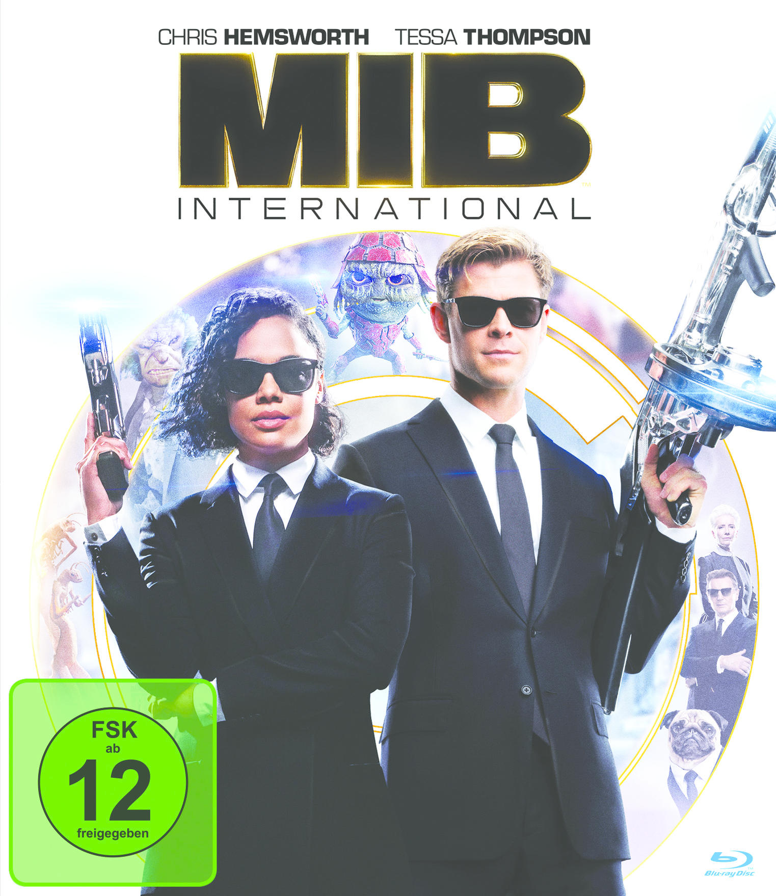 MIB-Filmplakat. Zwei Personen in Anzügen und Sonnenbrillen.