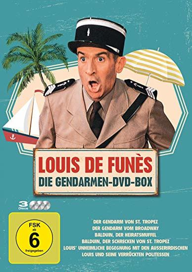 Ein Mann in Uniform schaut überrascht. Titel: Die Gendarmen-DVD-Box.
