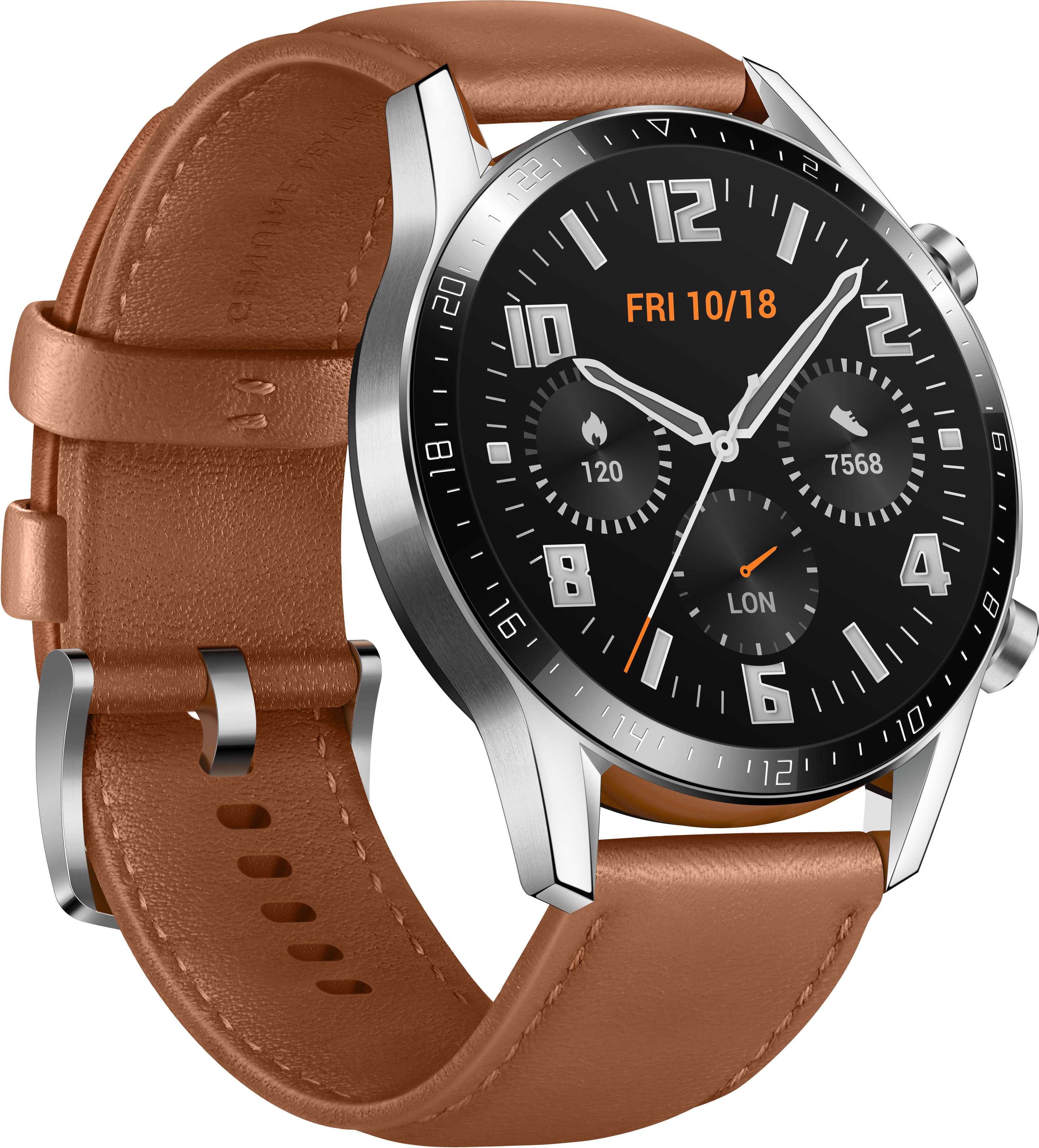 HUAWEI Watch GT 2 46mm Classic/Pebble Smartwatch Leder, 140-210 mm, Braun
