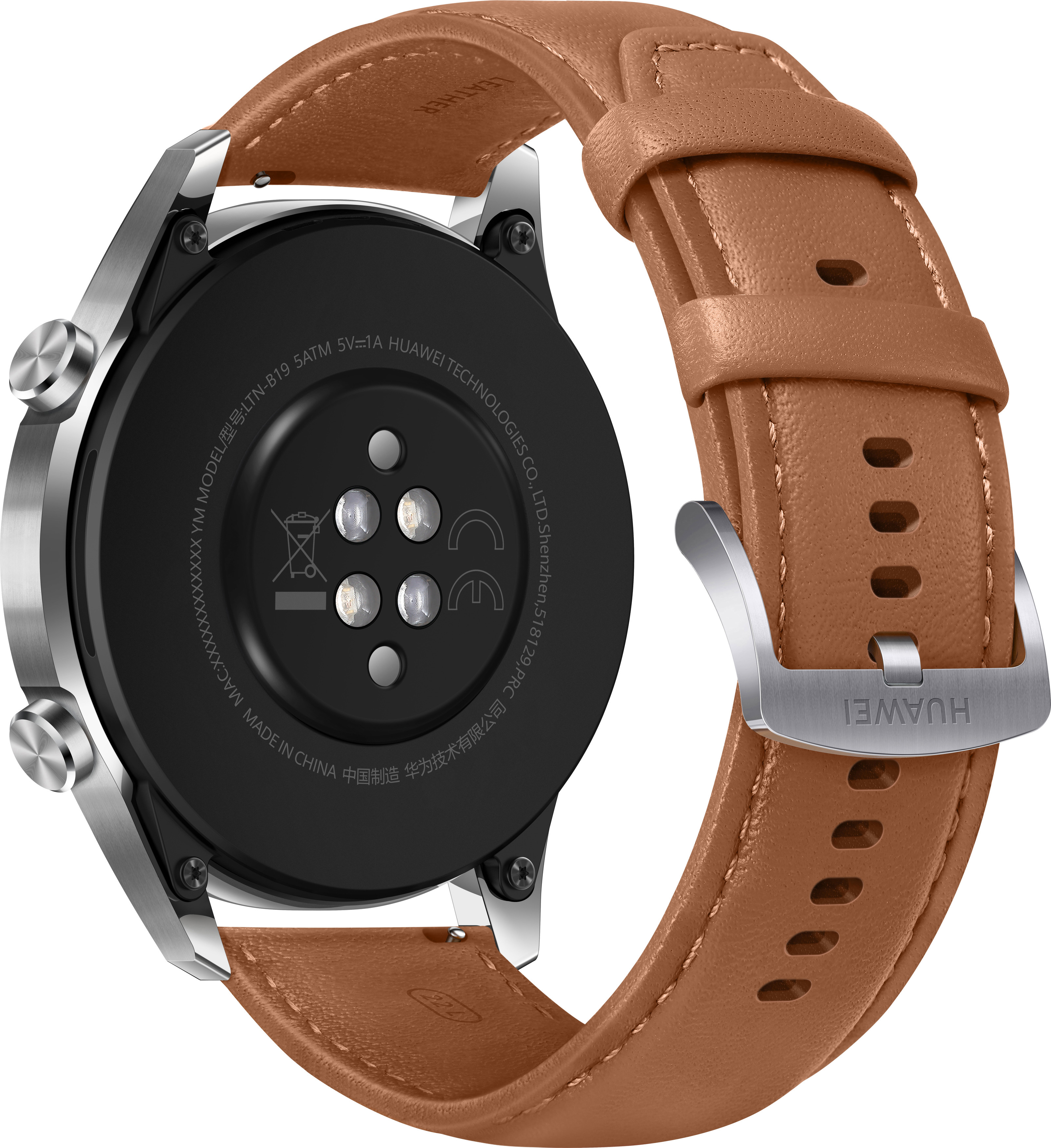 HUAWEI Watch GT 2 46mm Classic/Pebble Smartwatch Leder, 140-210 mm, Braun