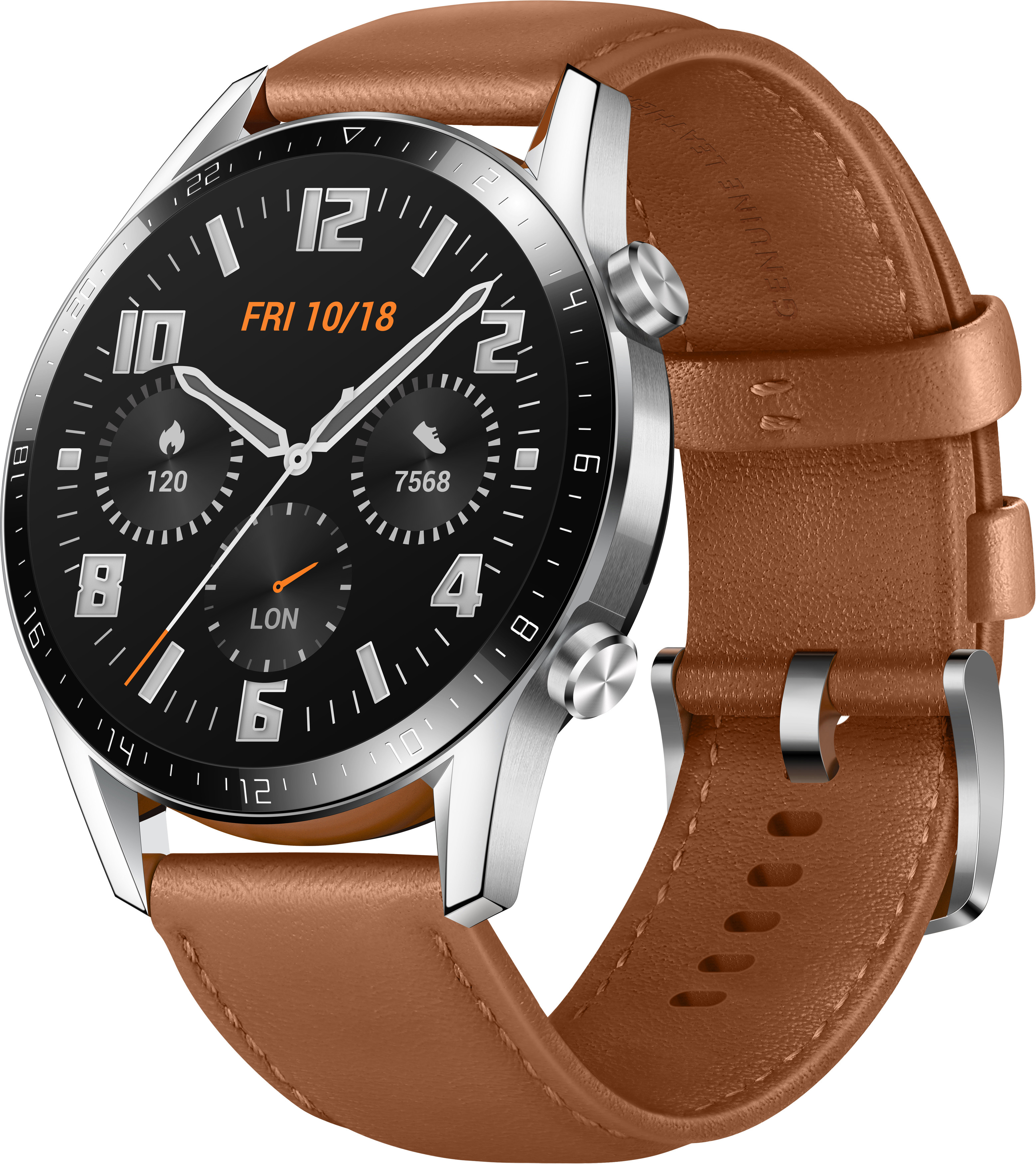 HUAWEI Watch GT 2 46mm Classic/Pebble Smartwatch Leder, 140-210 mm, Braun