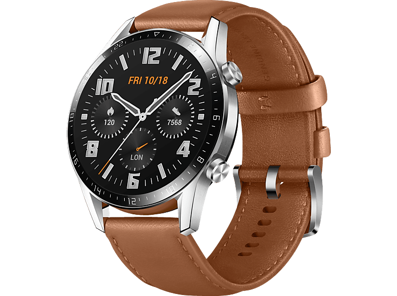 HUAWEI Watch GT 2 46mm Classic/Pebble Smartwatch Leder, 140-210 mm, Braun