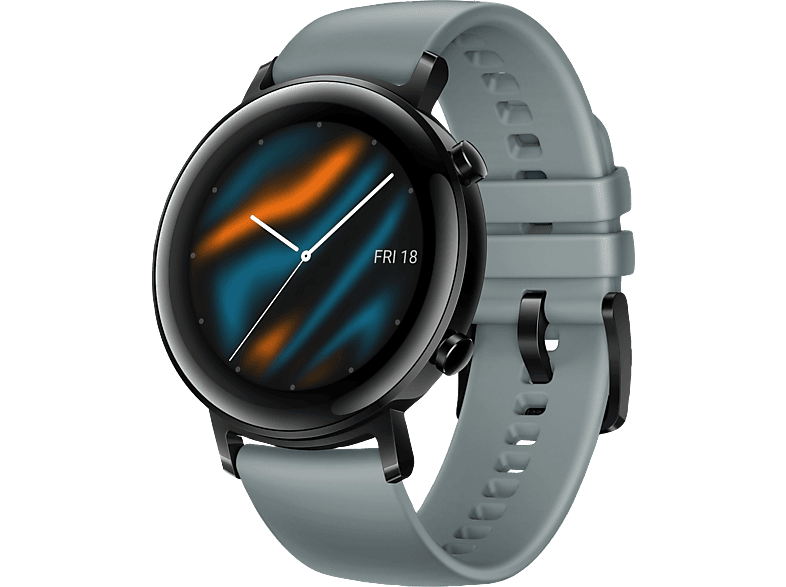 HUAWEI Watch GT 2 42mm Sport Smartwatch Fluorkautschuk, 130-200 mm, Blaugrau