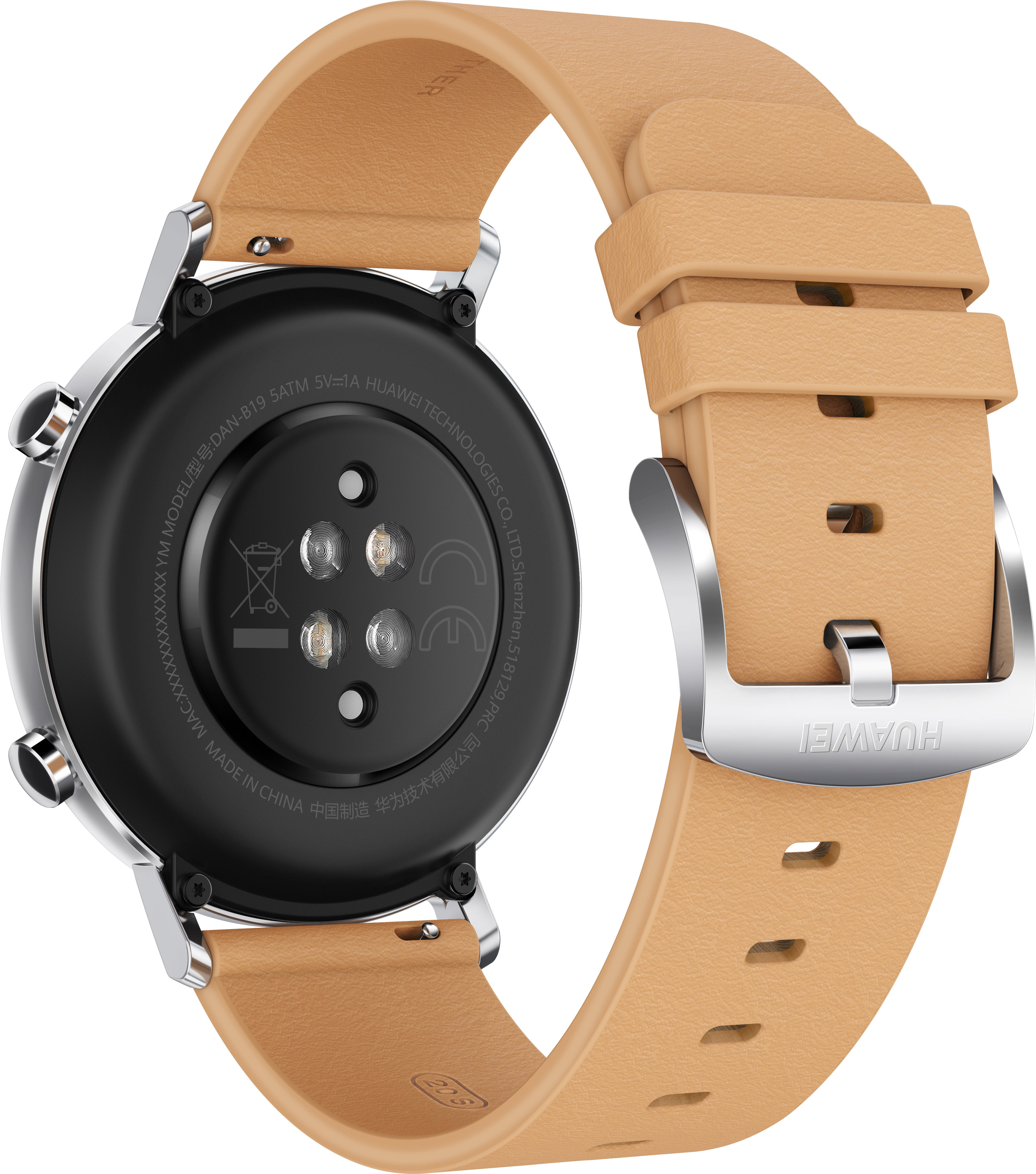 HUAWEI Watch GT 2 42mm Classic Smartwatch Leder, 130-200 mm, Beige