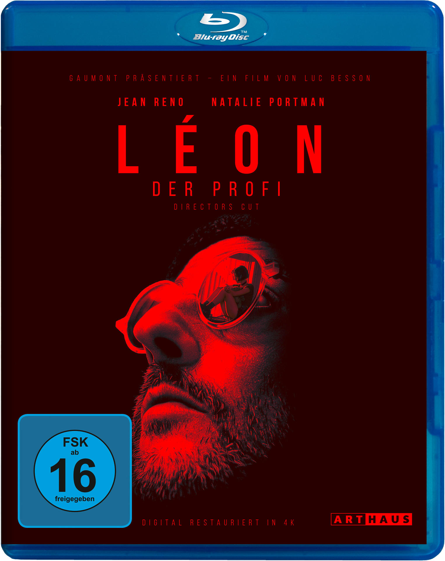DVD-Cover für 'Leon - Der Profi', mit Jean Reno, Natalie Portman und einem rot getönten Bild.