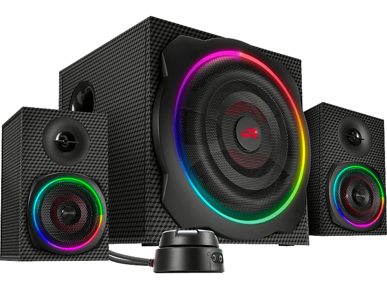 SPEEDLINK gravity carbon RGB 2.1 Subwoofer System, black; Aktives 2.1-Lautsprechersystem