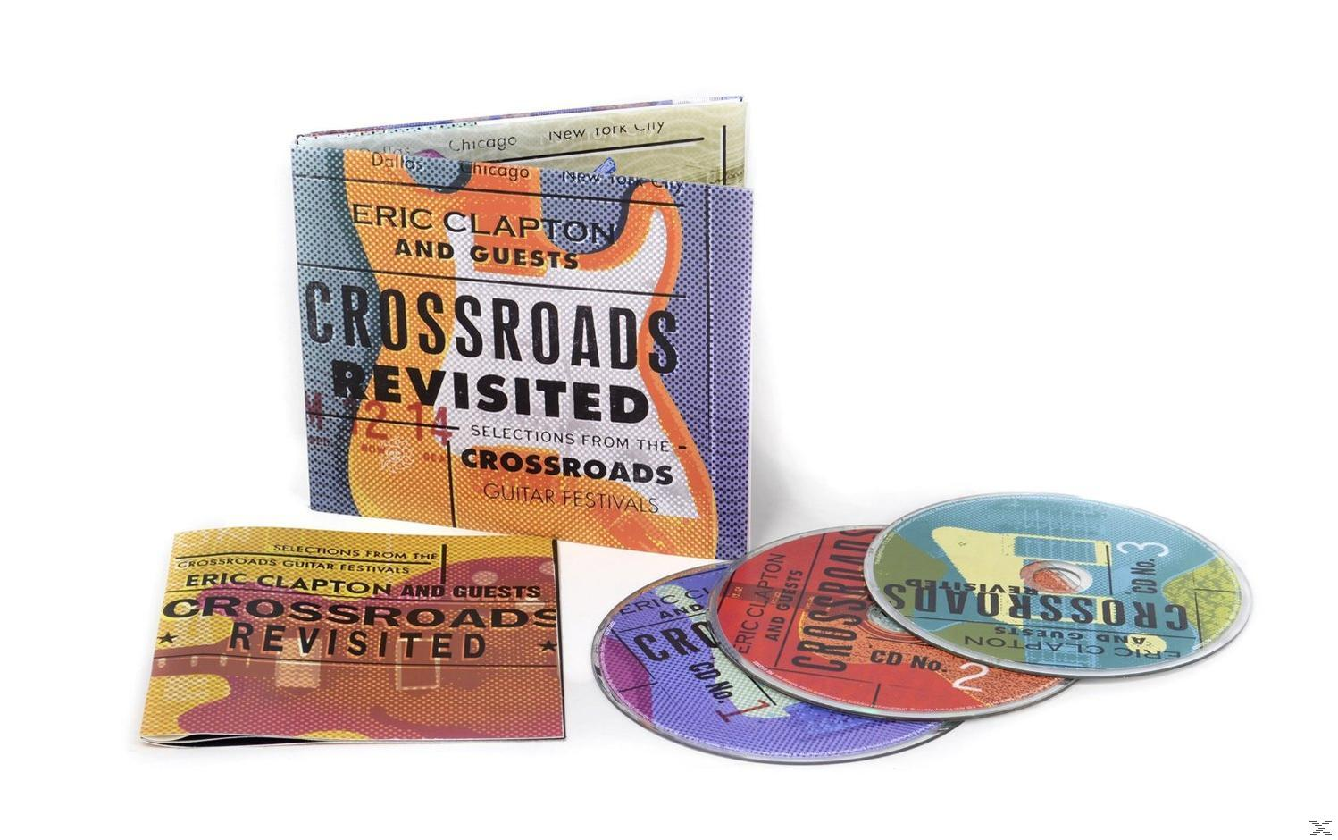 CD-Pack von Eric Clapton Crossroads Revisited mit drei CDs und einem Booklet. Weißer Hintergrund.