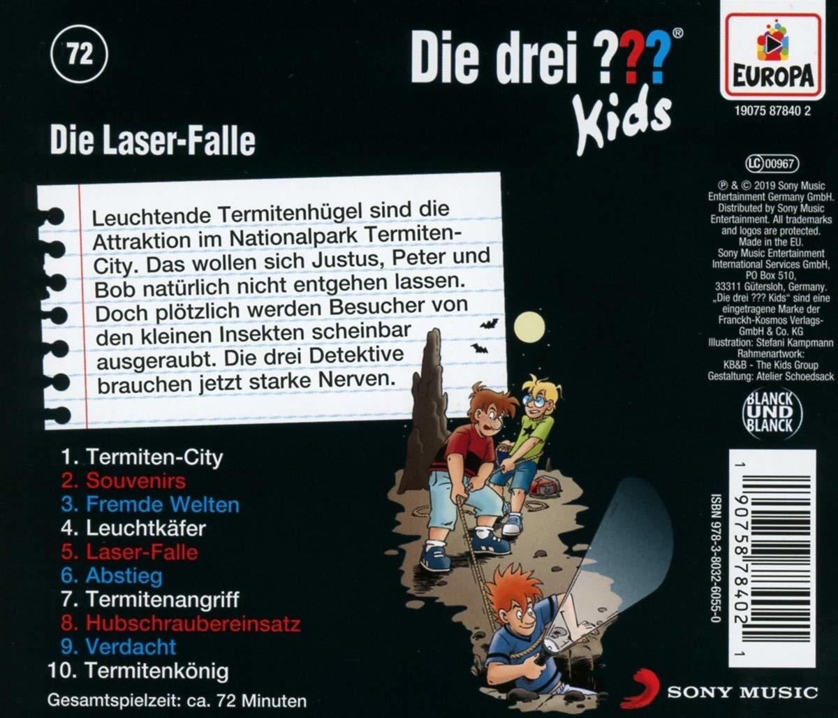 Rückseite eines Kinderbuchs mit Text und Illustrationen.