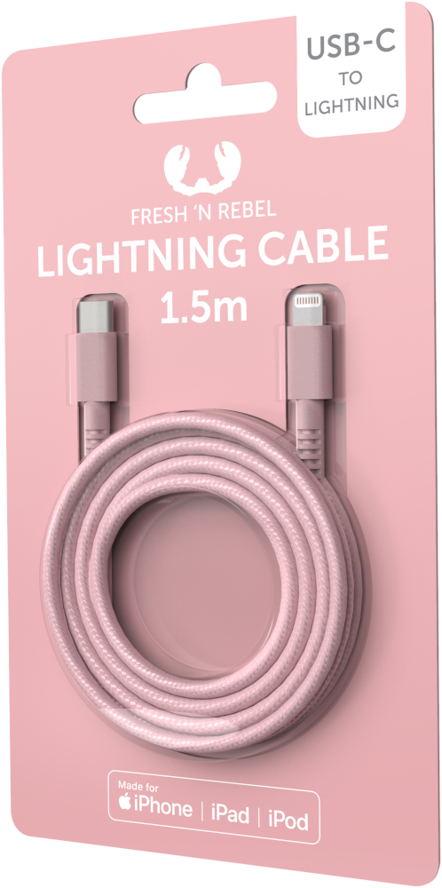 FRESH N REBEL USB-C-kabel - Lightning Fabriq 1.5 m Dusty Pink (2CLC150DP)