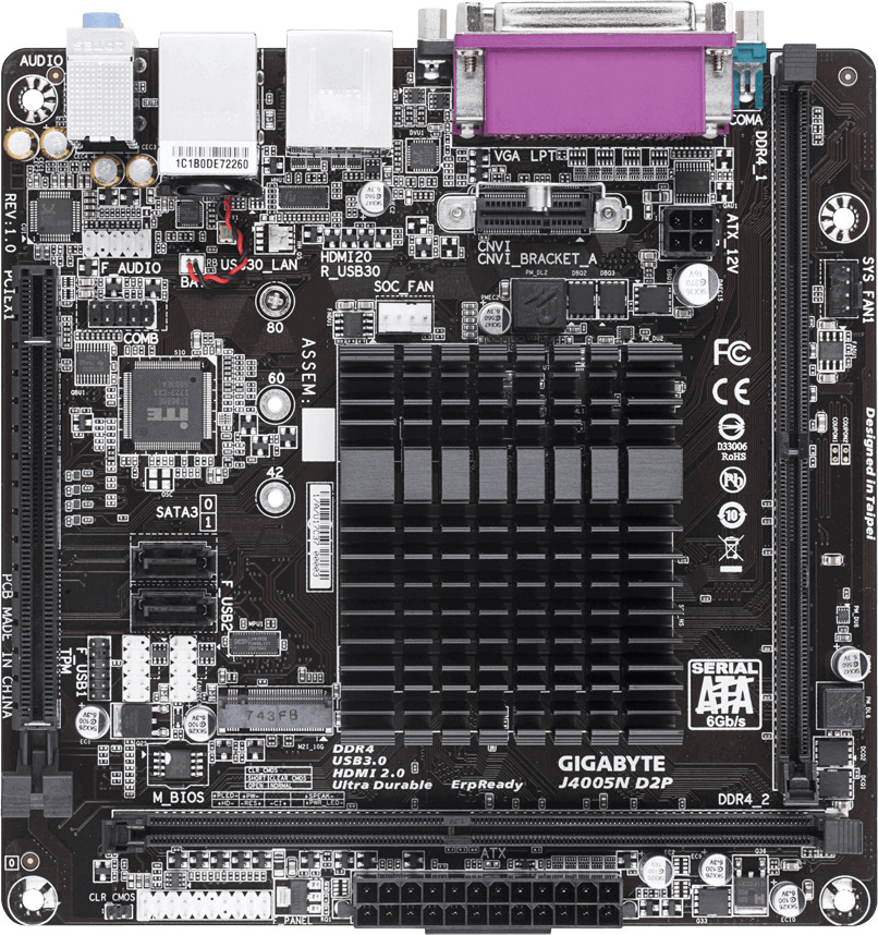 GIGABYTE J4005N D2P Mainboard Mehrfarbig
