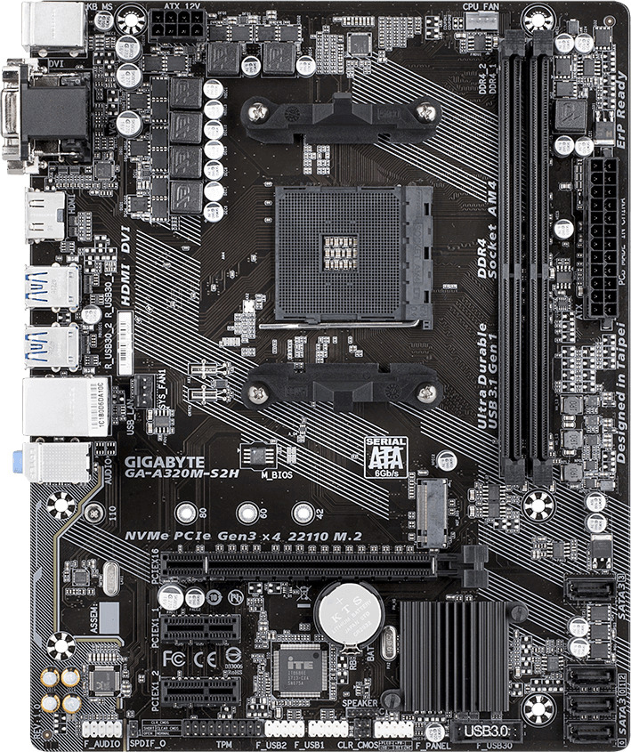 GIGABYTE GA-A320M-S2H Mainboard Mehrfarbig