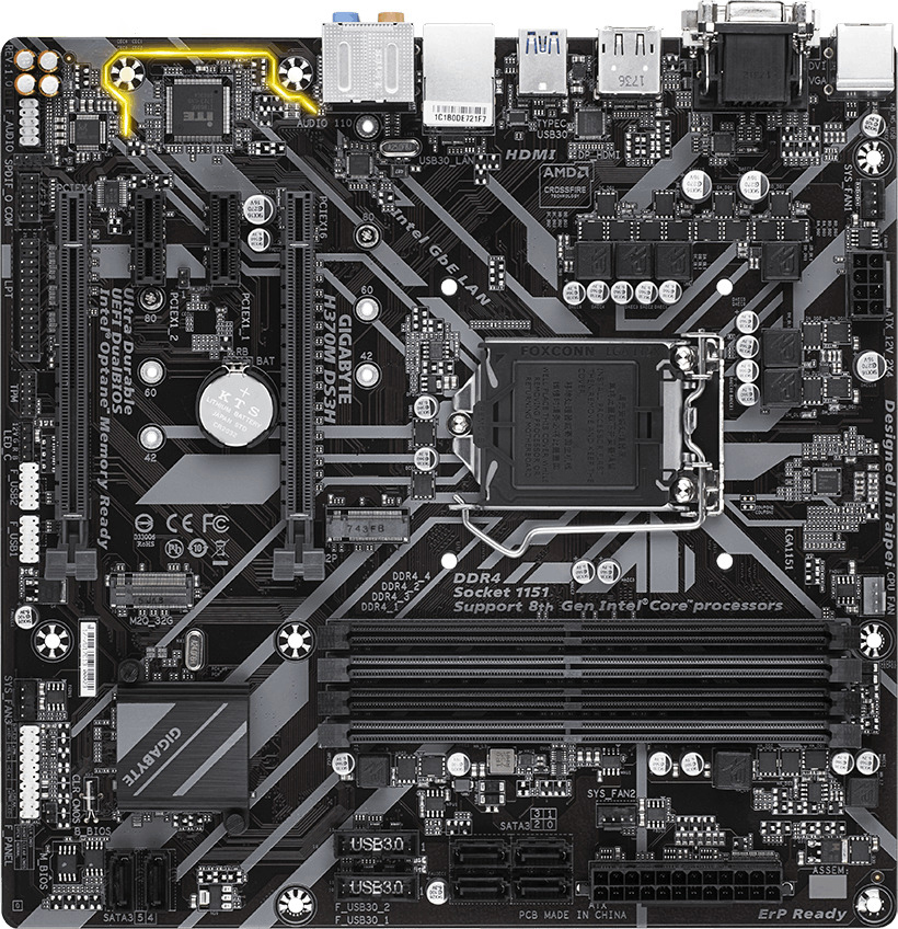 GIGABYTE H370M DS3H Mainboard Mehrfarbig