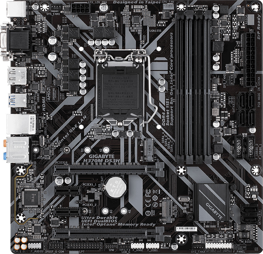 GIGABYTE H370M DS3H Mainboard Mehrfarbig