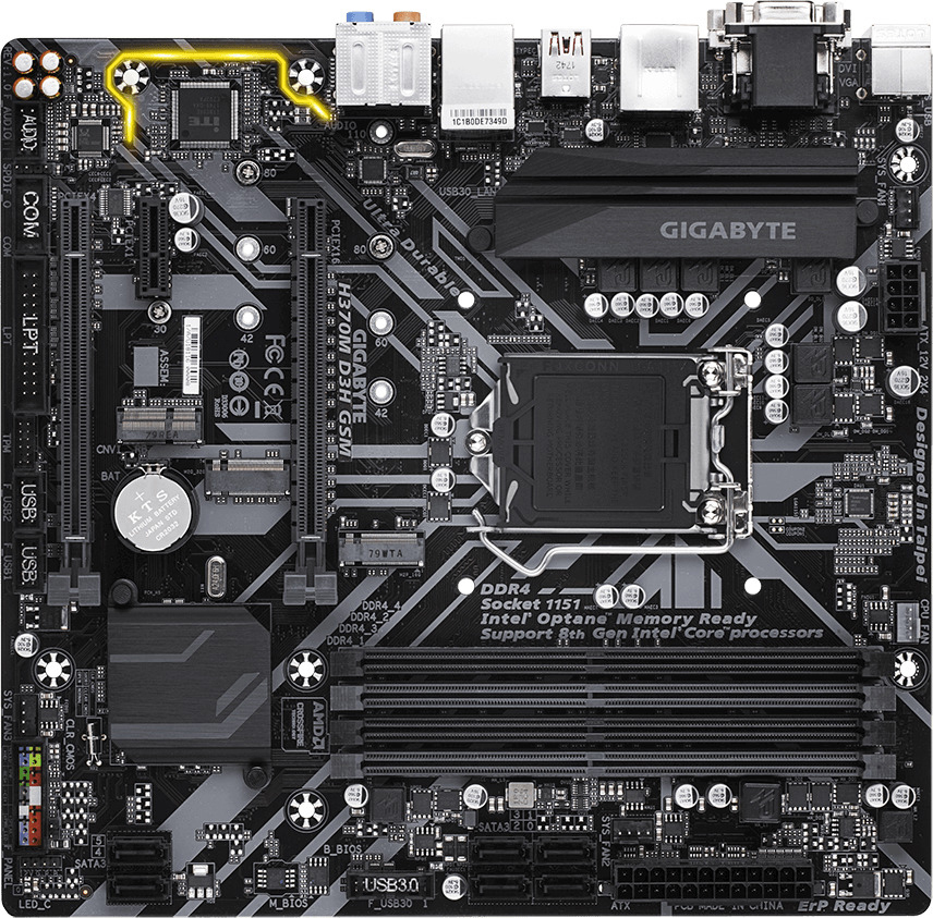 GIGABYTE H370M D3H GSM Mainboard Mehrfarbig