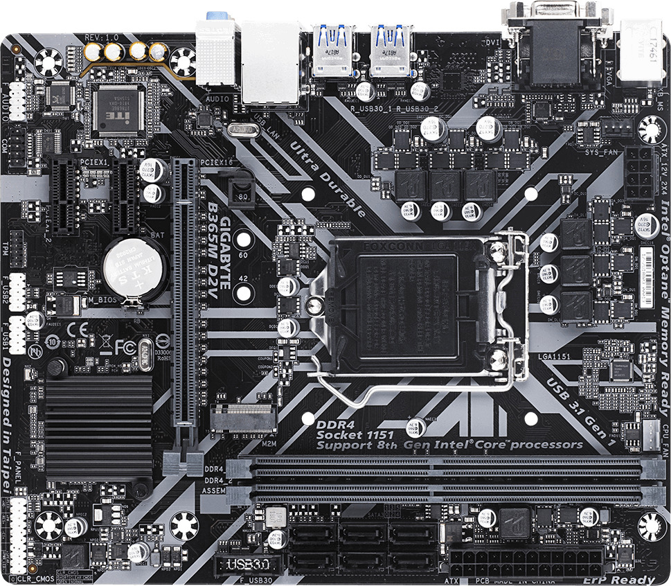 GIGABYTE B365M D2V Mainboard Mehrfarbig