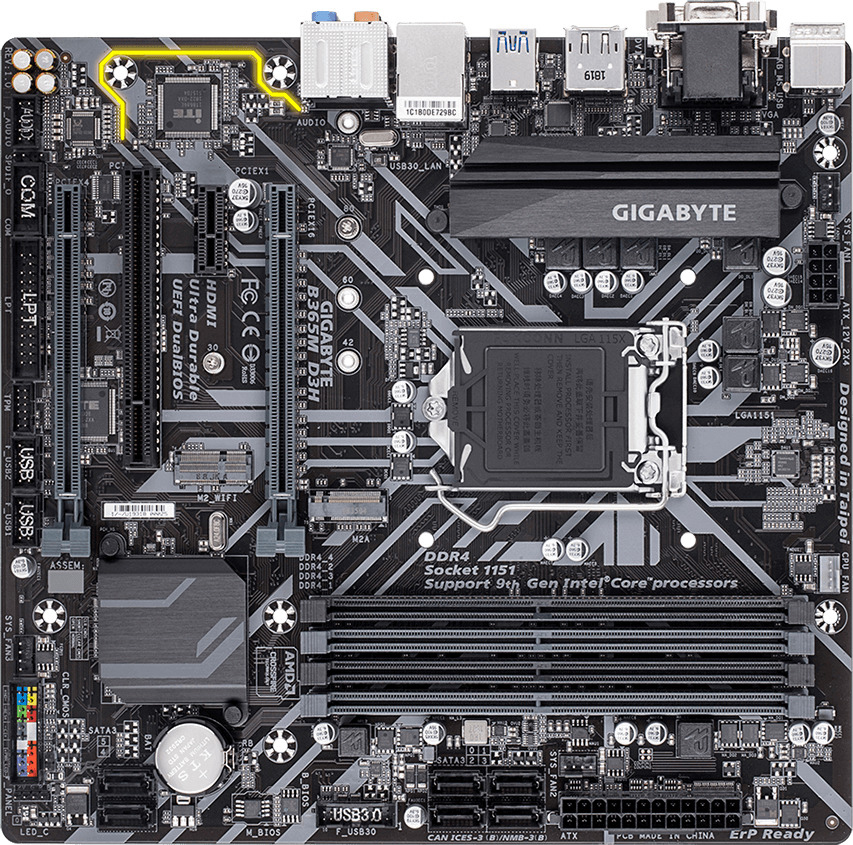 GIGABYTE B365M D3H Mainboard Mehrfarbig