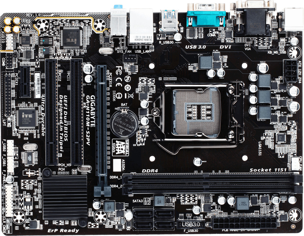GIGABYTE GA-H110M-S2PV Mainboard Mehrfarbig