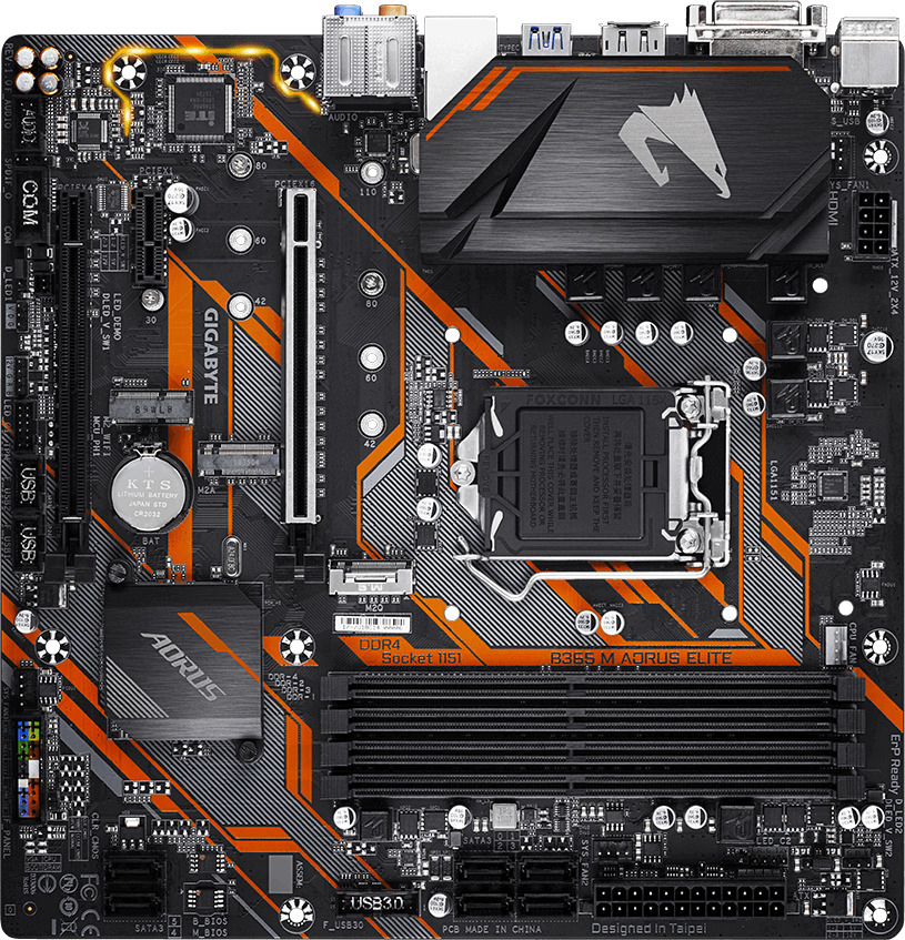 GIGABYTE B365 M AORUS ELITE Mainboard Mehrfarbig