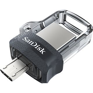 SANDISK Ultra Dual Drive M3.0 - USB-Stick  (128 GB, Schwarz/Transparent)