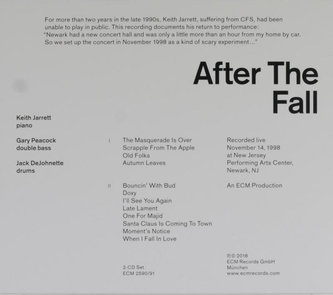 Rückseite eines Albums mit einer Liste der Songs.