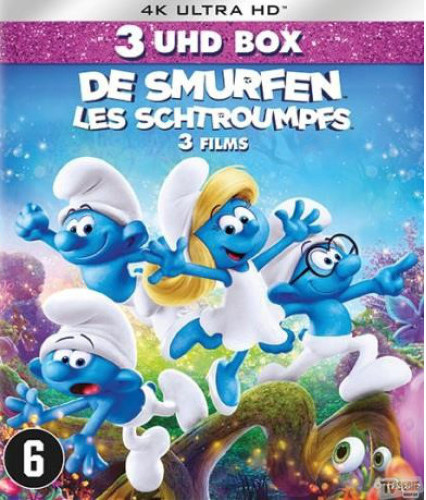 Coffret de films des Schtroumpfs avec quatre personnages sur la couverture.