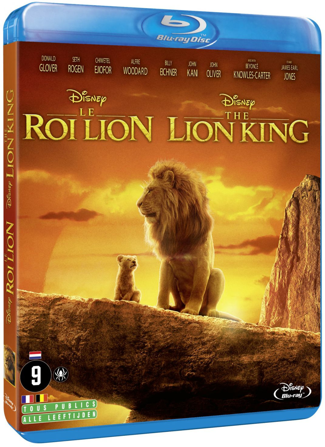 La couverture Blu-ray du Roi Lion avec le titre du film et des images de Simba et Mufasa.