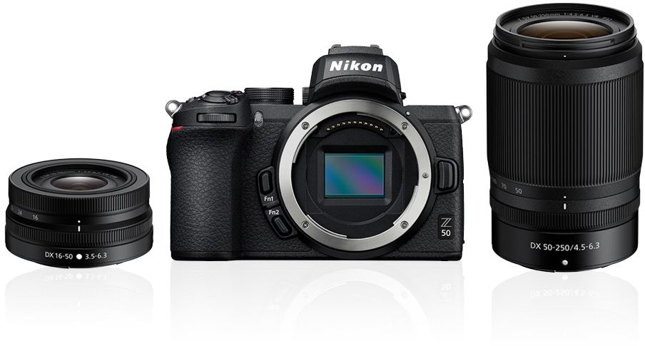 NIKON Z 50 Objektiv + 8 Systemkamera WLAN mm 16-50 Display Kit 50-250 mm, Touchscreen, mit cm