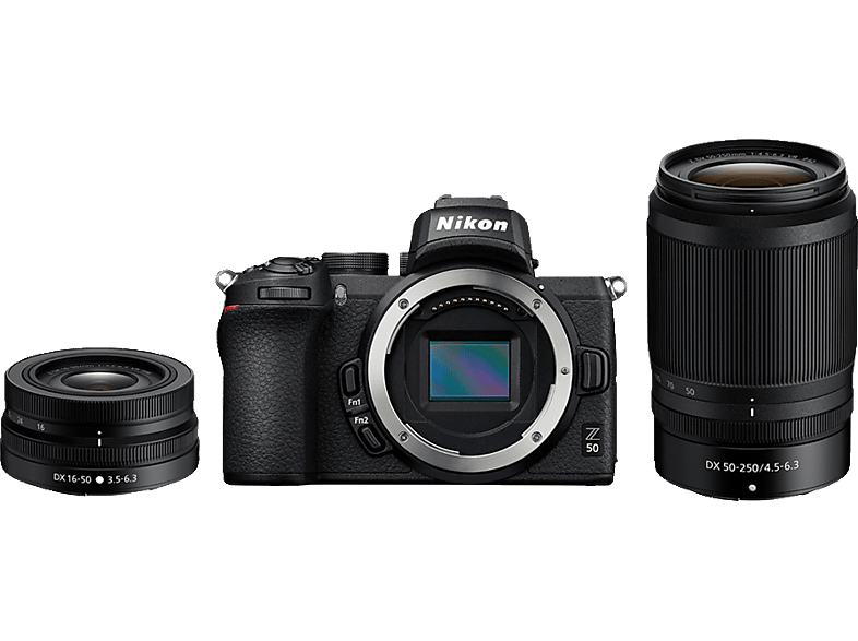NIKON Z 50 Objektiv + 8 Systemkamera WLAN mm 16-50 Display Kit 50-250 mm, Touchscreen, mit cm