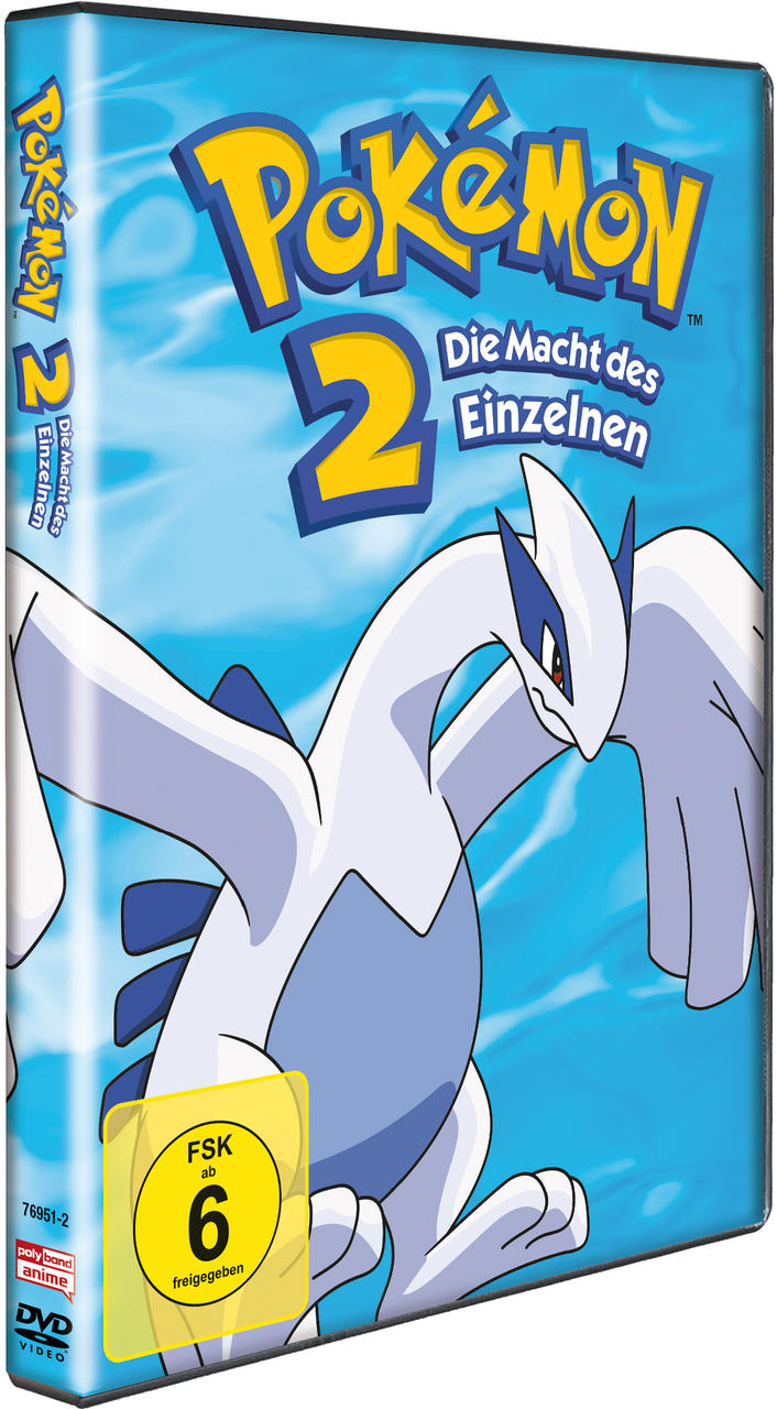 DVD-Cover von 'Pokemon 2', blauer Hintergrund, Lugia im Vordergrund.