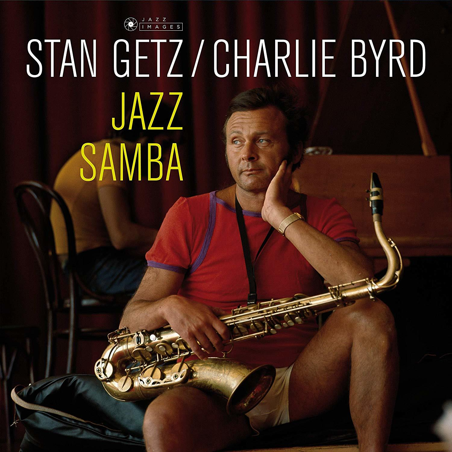 Album borító férfival szaxofonnal, 'Jazz Samba'.
