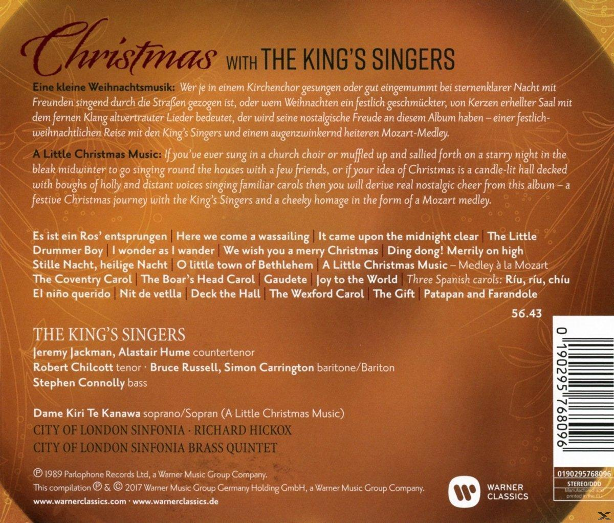 Album borító "Christmas with The King's Singers" címmel, dalok listája és szereplők.
