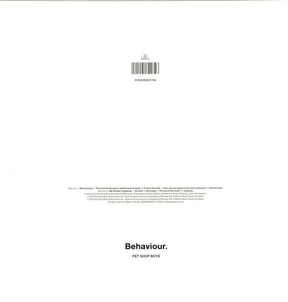 Fehér háttér szöveggel és vonalkóddal a Pet Shop Boys albumhoz.