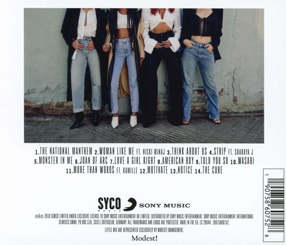 Egy CD hátulja. Négy nőt mutat deréktól lefelé, számlistával és az album nevével.