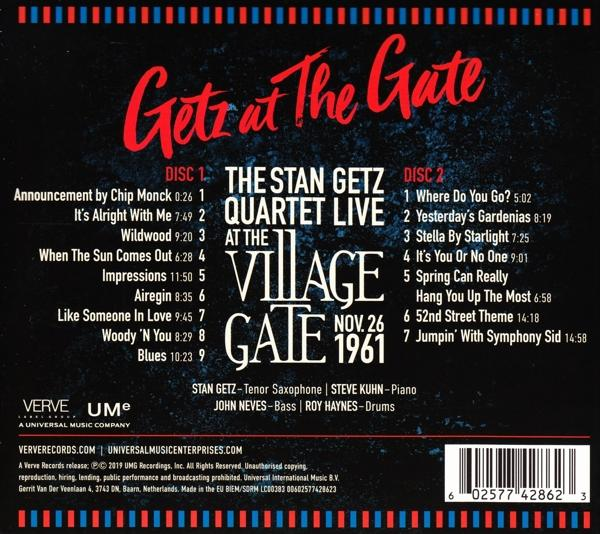 CD hátlapja, Stan Getz Quartet Live at the Village Gate, Nov. 26, 1961.
